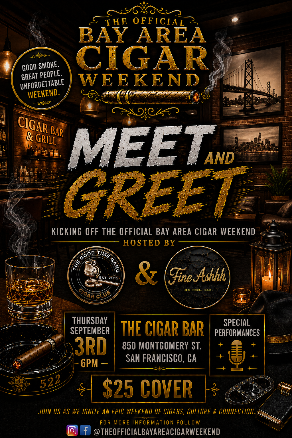 Meet and Greet — Thursday September 3, 6PM, The Cigar Bar, San Francisco