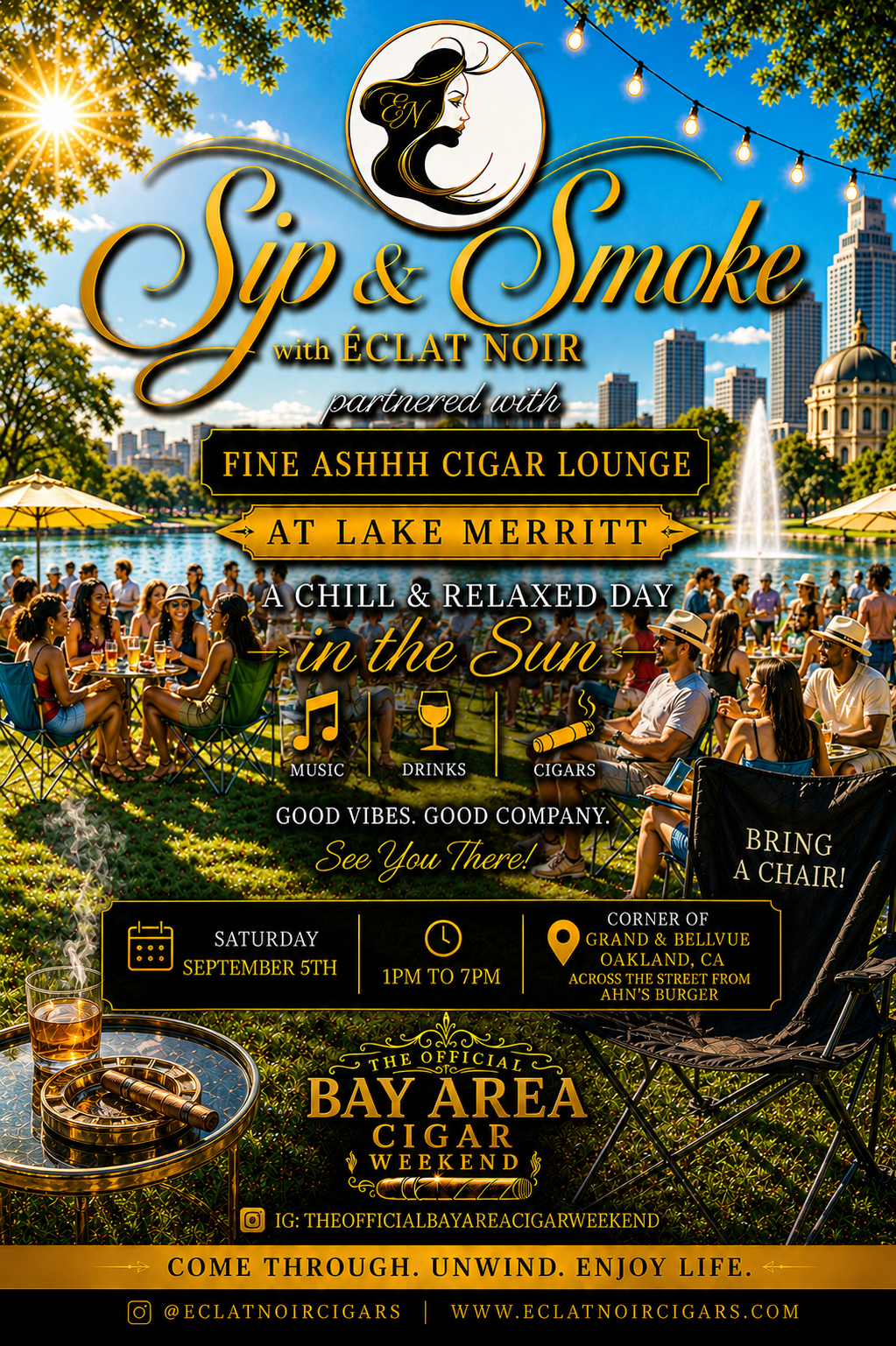 Sip & Smoke with Éclat Noir at Lake Merritt — Saturday September 5, 1PM–7PM