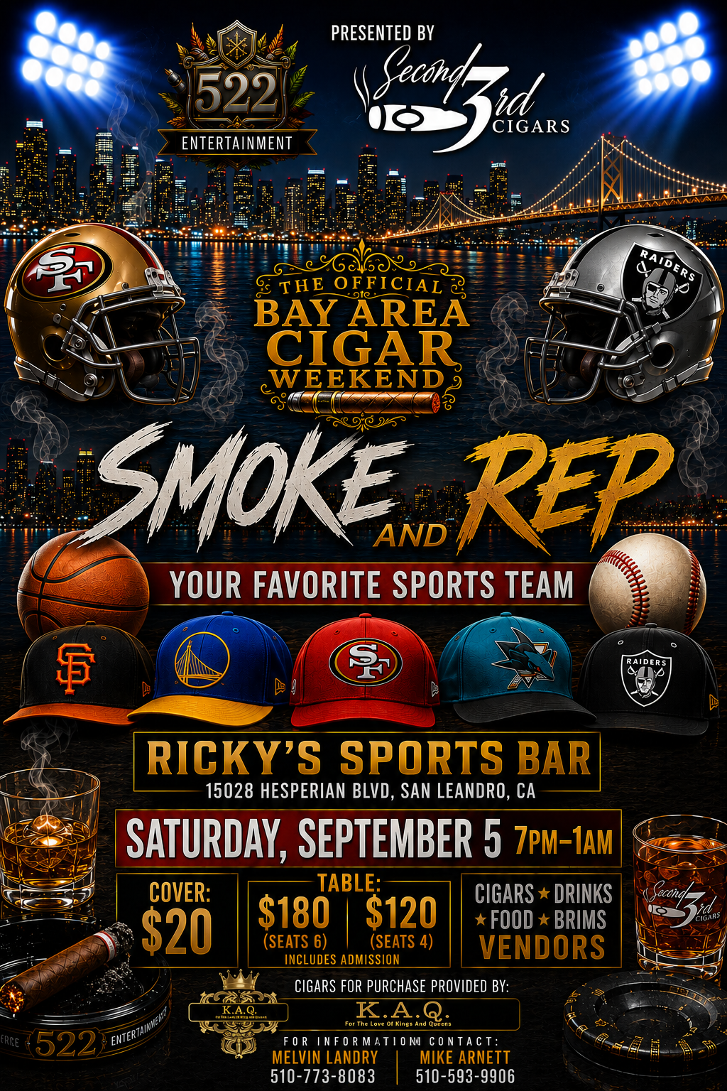 Smoke & Rep Your Favorite Sports Team — Rickey's Bar & Grill, Saturday September 5, 7PM–1AM