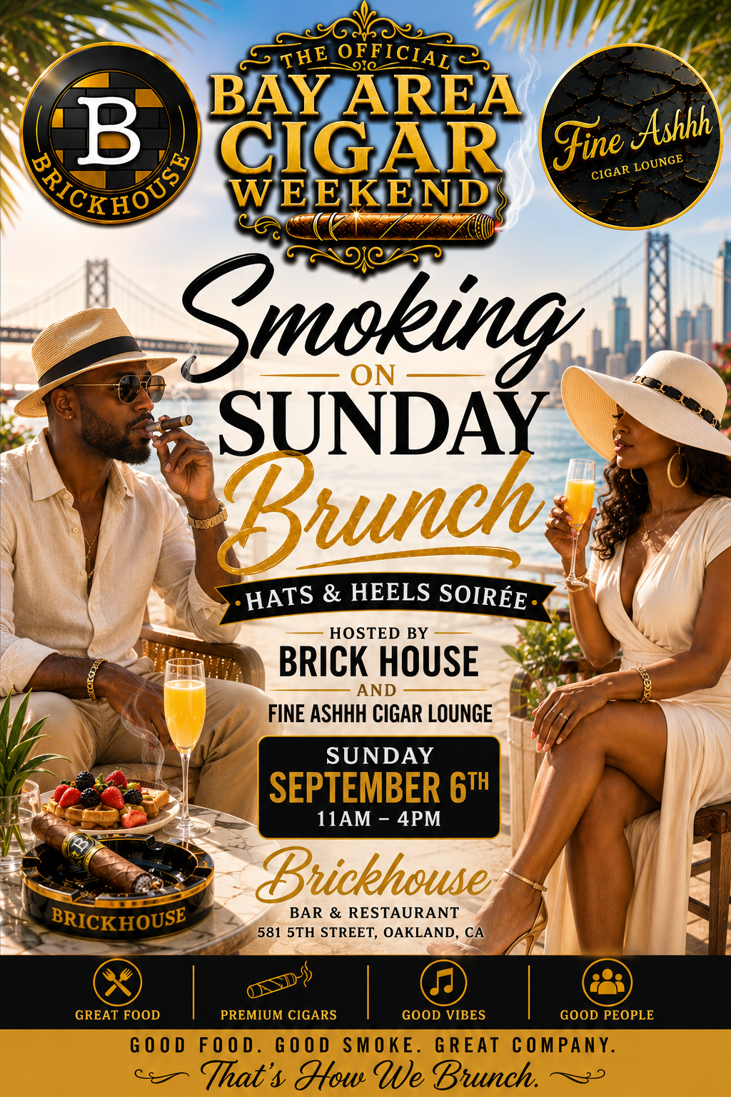 Smoking on Sunday Brunch — Brickhouse & Fine Ashhh Cigar Lounge, Sunday September 6, 11AM–4PM